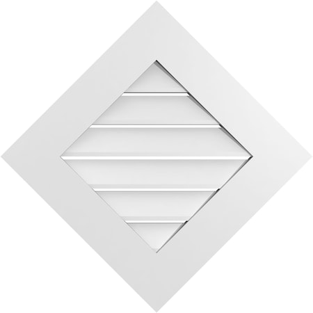 Ekena Millwork Diamond Surface Mount PVC Gable Vent: Non-Functional, w/ 3-1/2"W x 1"P Standard Frame, 24"W x 24"H GVPDI24X2401SN